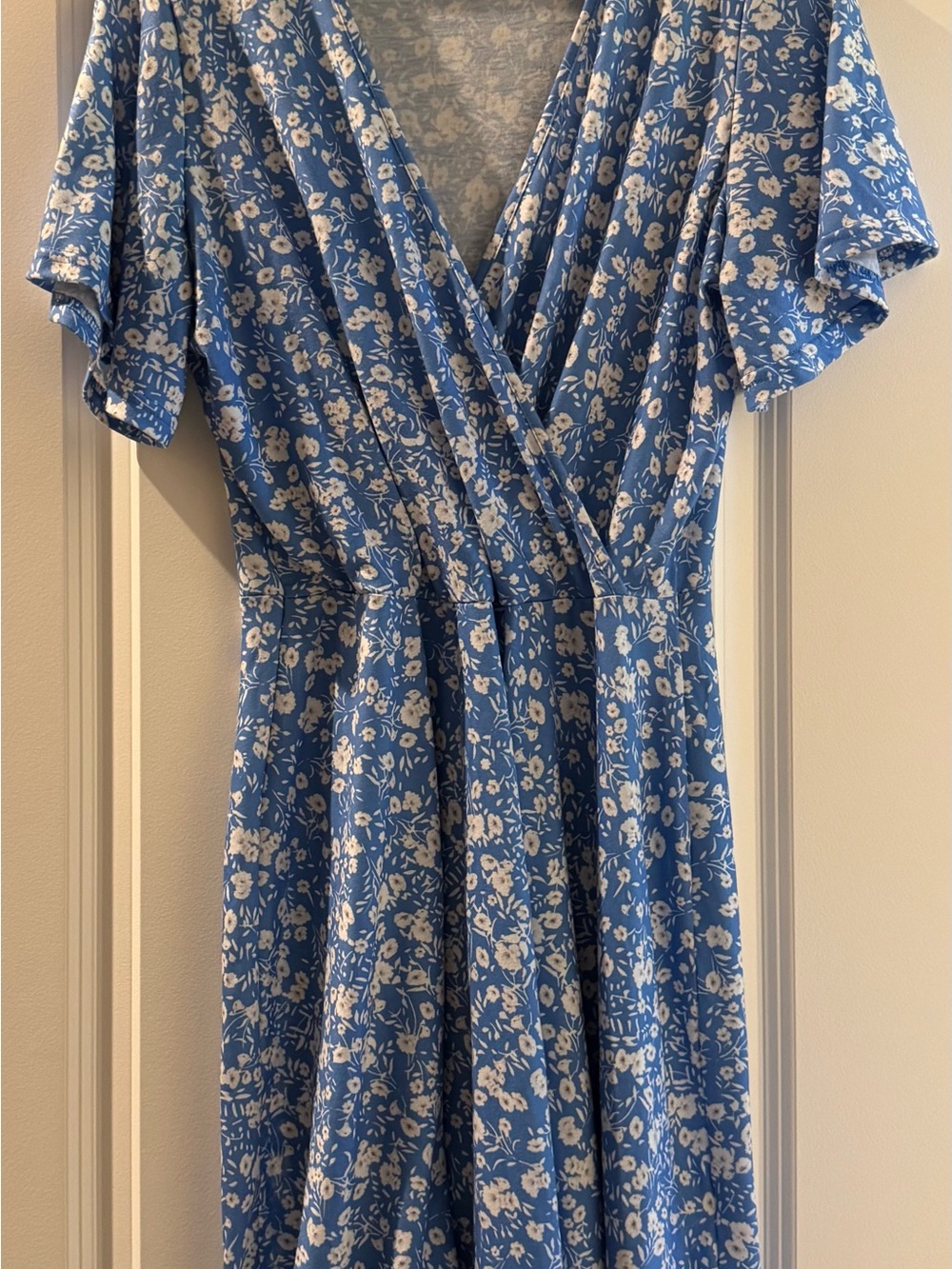 Blue Floral Midi Wrap Dress - Women - Picture 2 of 6